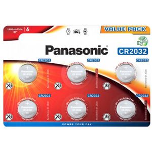 Panasonic Battery Lithium, CR2032, 3V Lithium Power, Blister (6-Pack)