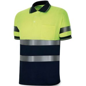 Polo met Korte Mouwen 1288pavxmcyfa Hoge zichtbaarheid Geel Marineblauw Maat S