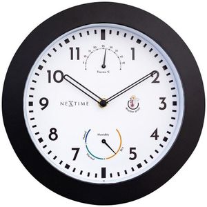 Weerstation - Wandklok - 25.5 cm -weersbestendig - zwart/wit - Daisy - NeXtime